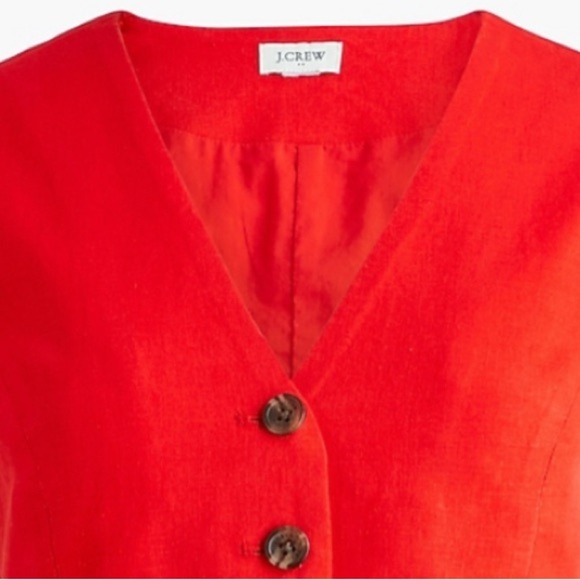 J.Crew-Button-front linen-blend vest, red size 6-NWT - Picture 12 of 15